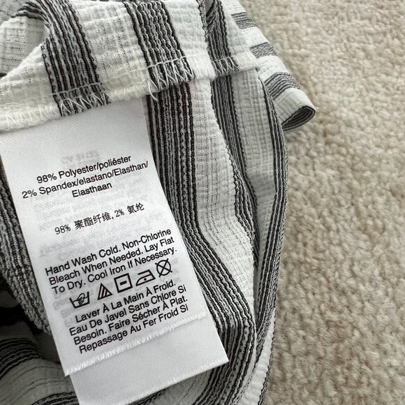 DKNY Faux Wrap Stripe Short Sleeve Blouse Top S - Picture 7 of 7